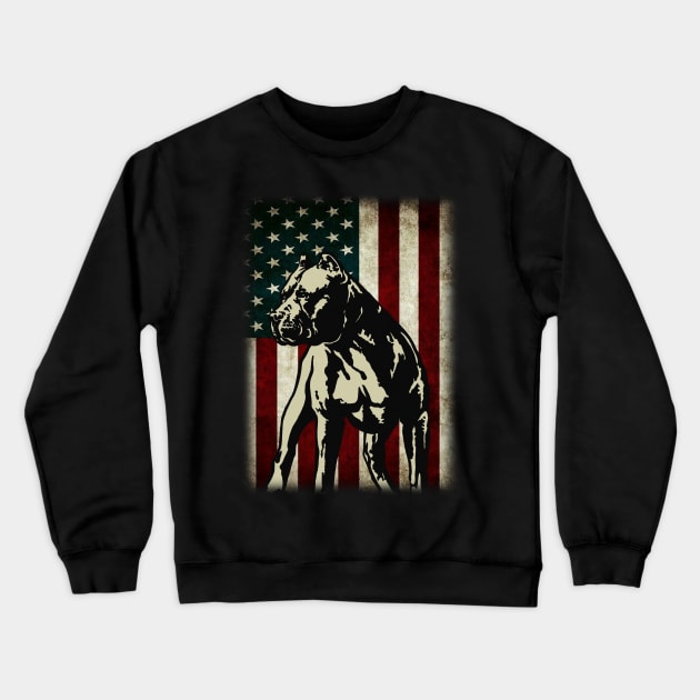 Funny Pitbull Patriotic 4th of July American Flag Gift Crewneck Sweatshirt by Kaileymahoney